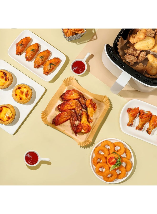 أو 9_أو_ناين بطانات مقلاة هوائية O9 O-Nine , 100 قطعة من ورق البارشمان غير اللاصق مقاوم للماء، آمن للفرن والمايكروويف لتنظيف سهل في الخبز، القلي والتحميص - Image 5